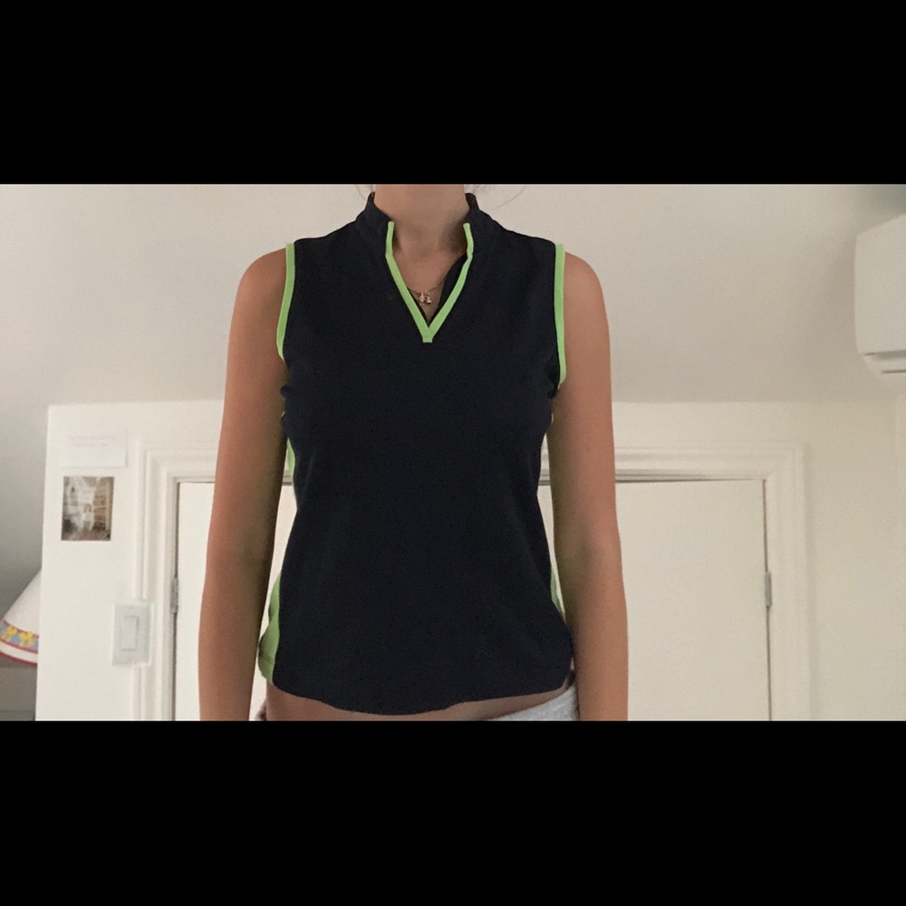 Navy blue and neon green Athletic tank